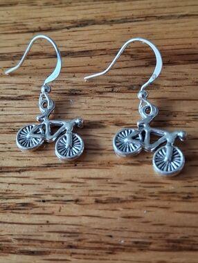 NWT Bicycle Charm Dangle Earrings Tibetan Silver Charm